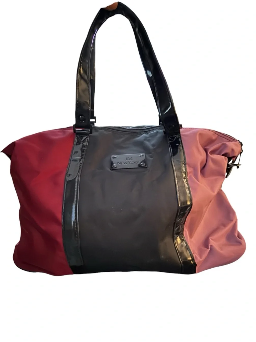 JM New York Joy Mangano Burgundy Colorblock Oversized Travel Tote Indie Sleaze